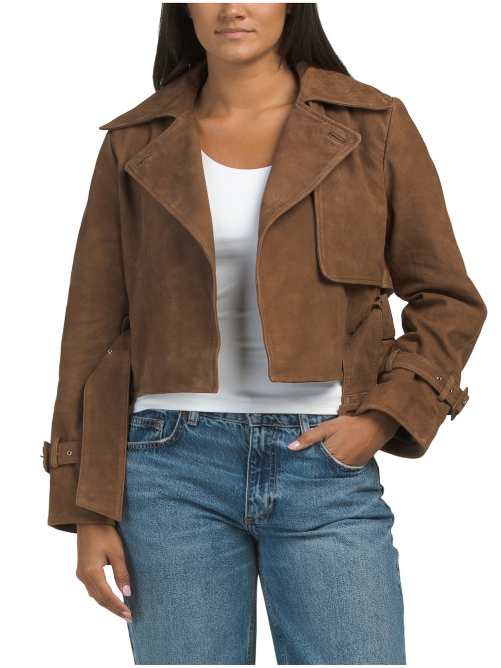 Walter Baker Brown Suede Short Trench